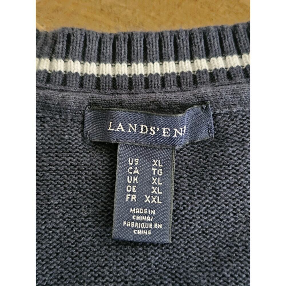Lands' End Varsity Knit Cardigan Sweater Women's Size XL Navy Blue Preppy - Picture 6 of 6